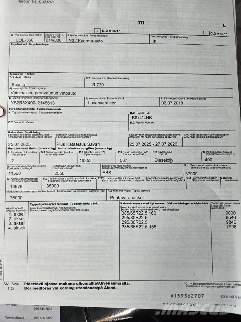 Scania R730 Puuautot