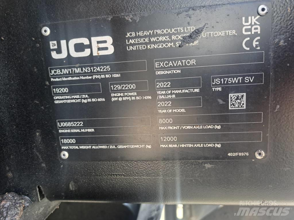 JCB JS175W TAB Pyöräkaivukoneet