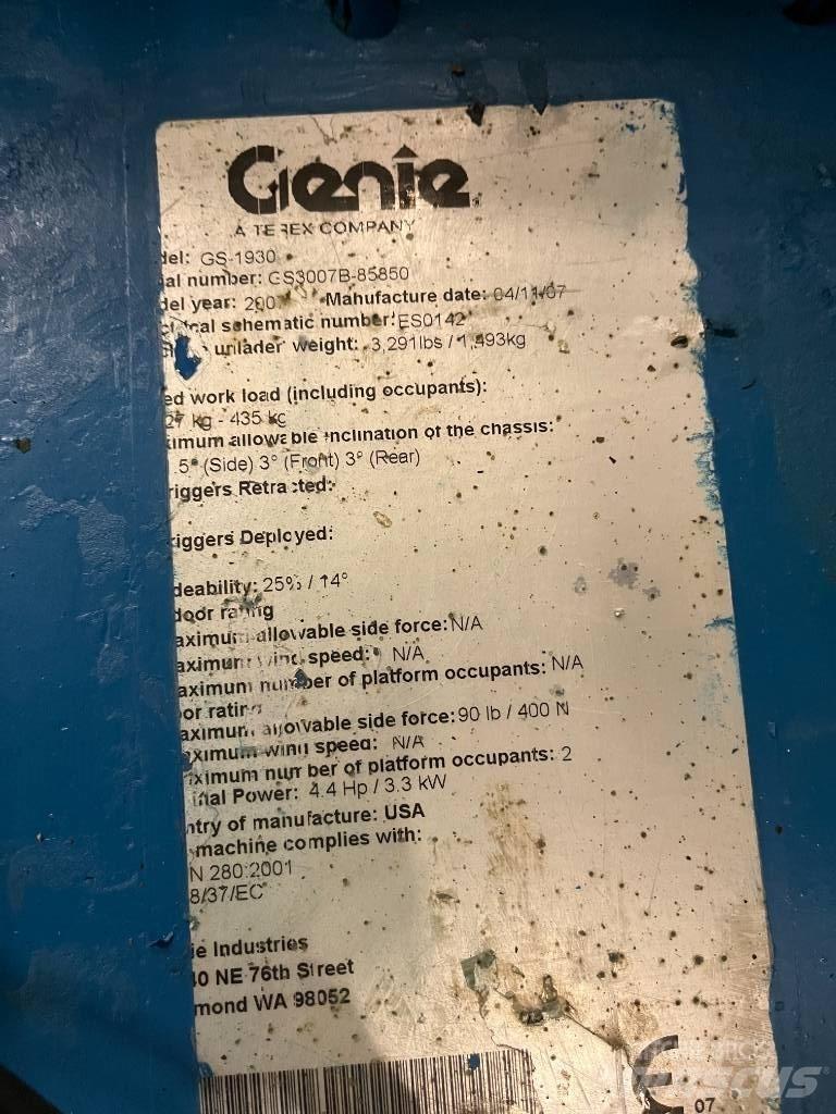 Genie GS 1930 Saksilavat