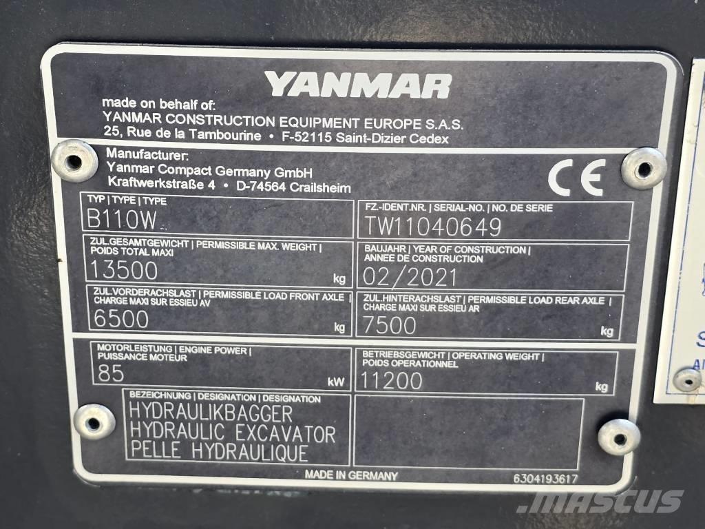 Yanmar B 110 W Pyöräkaivukoneet