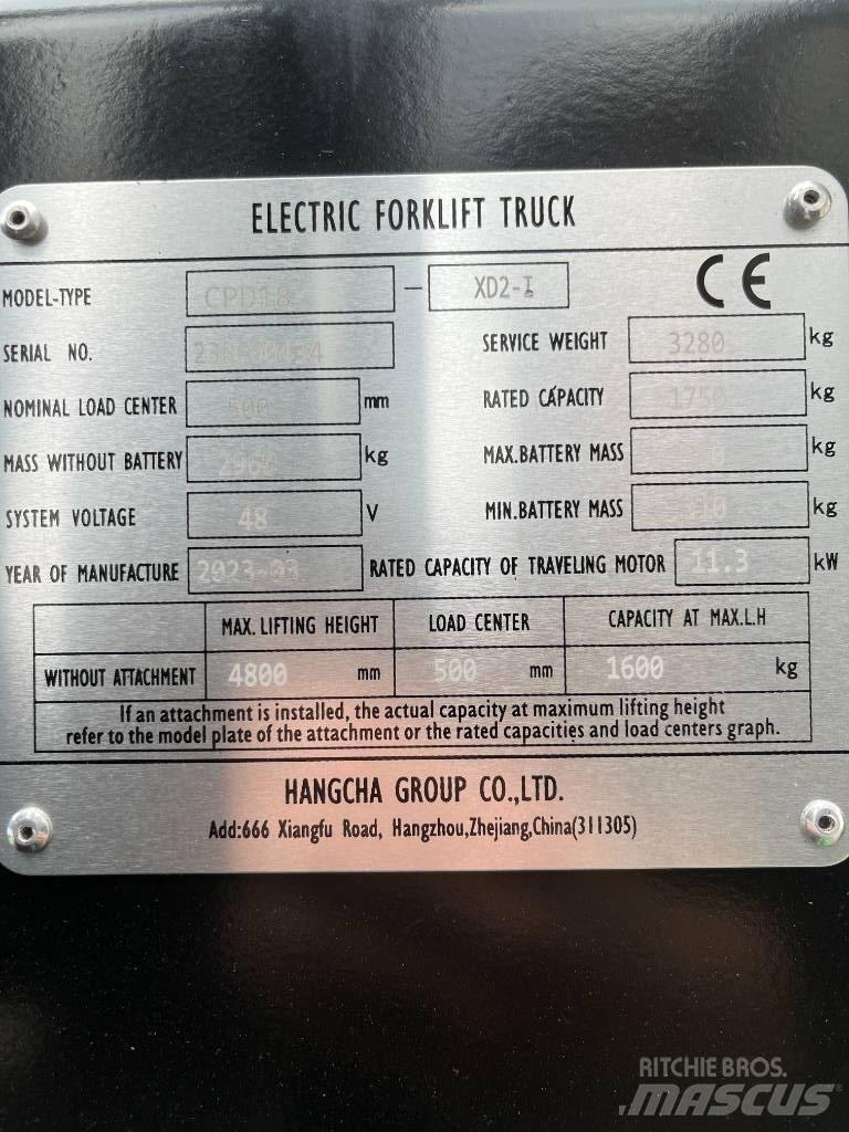 Hangcha CPD18-XD2-I Sähkötrukit
