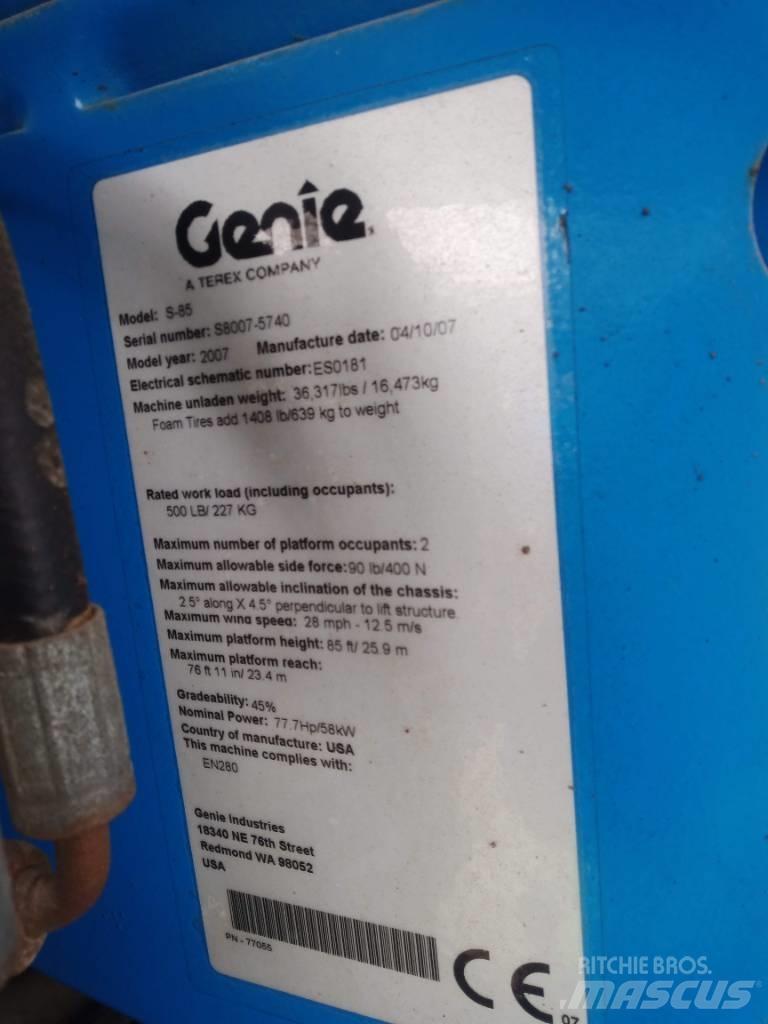 Genie S 85 Teleskooppipuominostimet