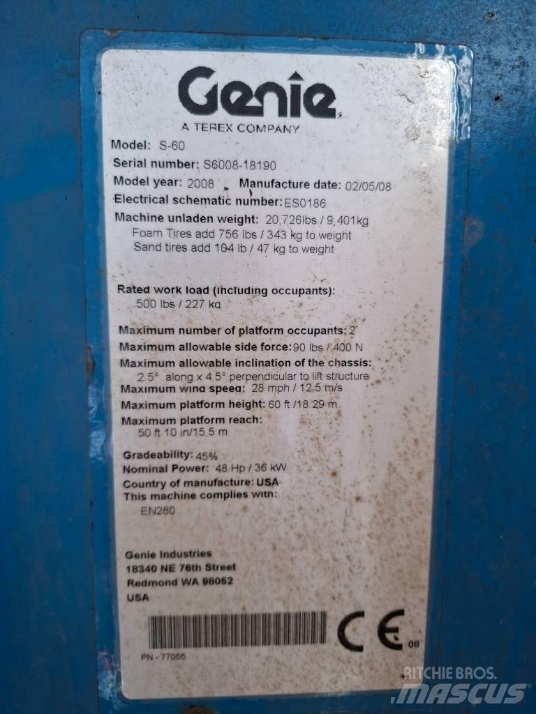 Genie S 60 Teleskooppipuominostimet