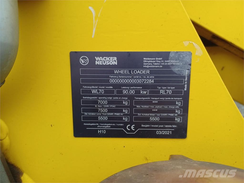 Weidemann WL70 Pyöräkuormaajat