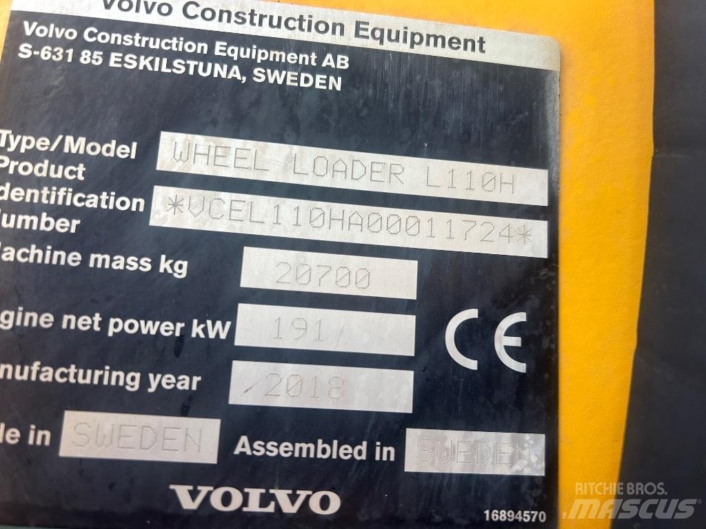 Volvo L110H L/Boom Pyöräkuormaajat