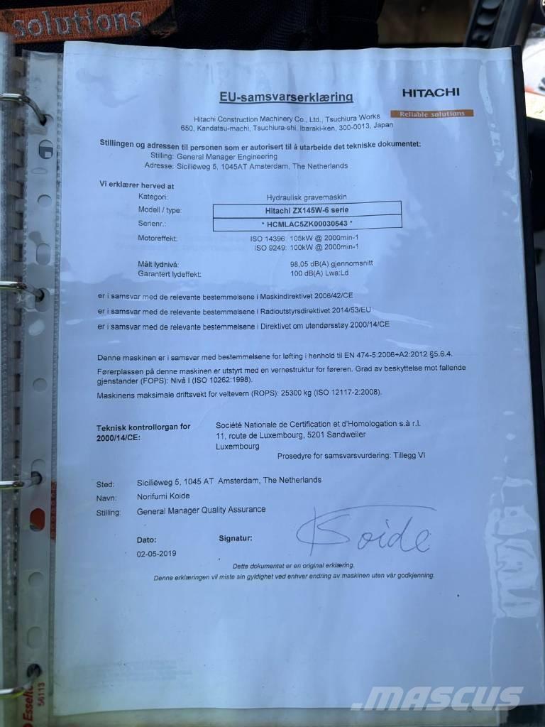 Hitachi ZX 145 W-6 Pyöräkaivukoneet