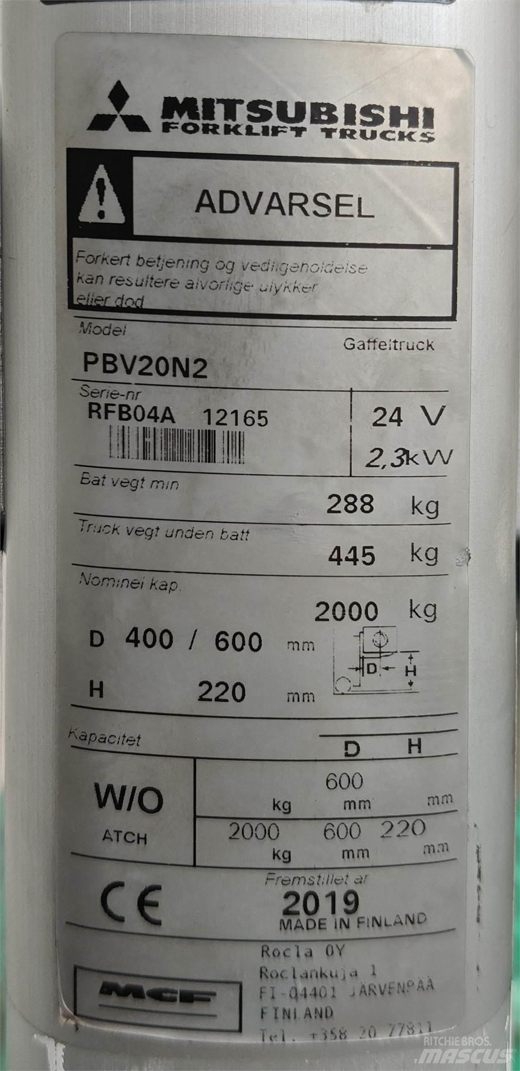 Mitsubishi PBV20N2 Muut haarukkatrukit