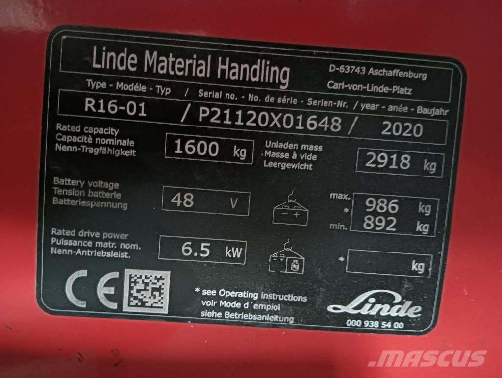 Linde R 16 Työntömastotrukit