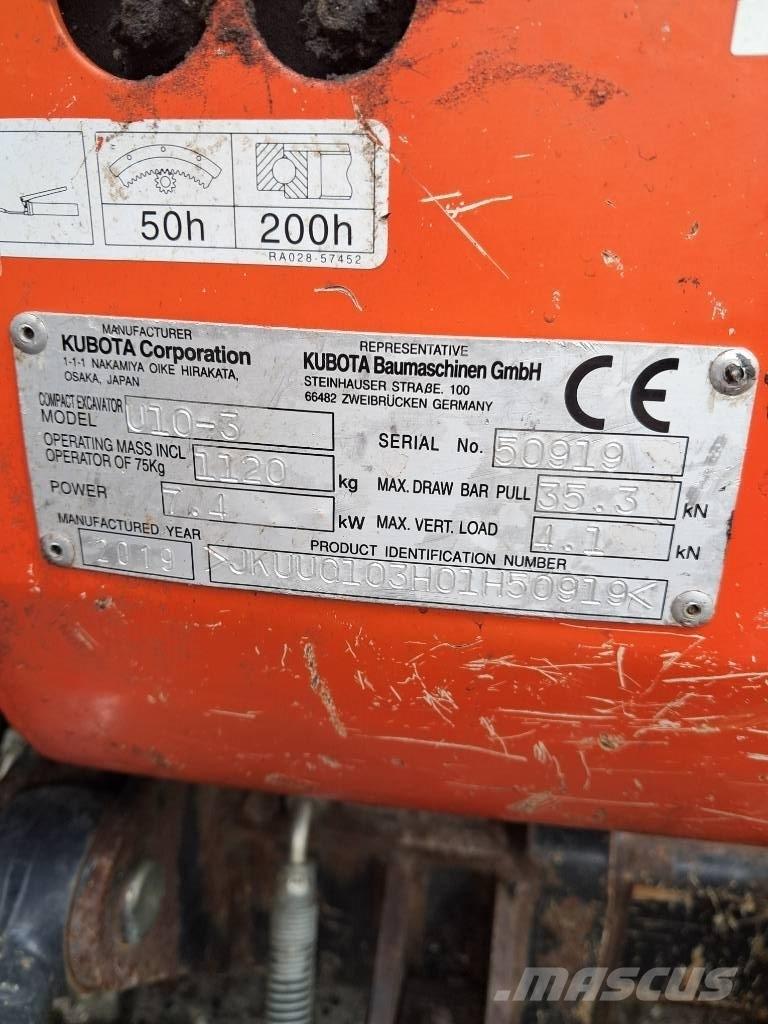 Kubota U 10-3 Minikaivukoneet < 7t