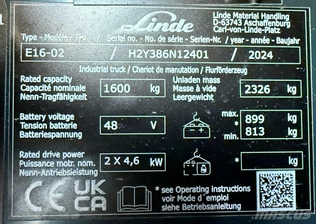 Linde E16/386-02 Sähkötrukit