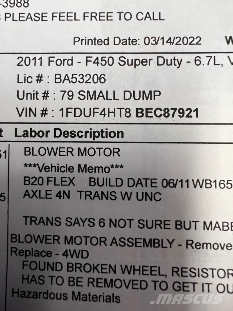 Ford F450 SUPER  DUTY Muut koneet