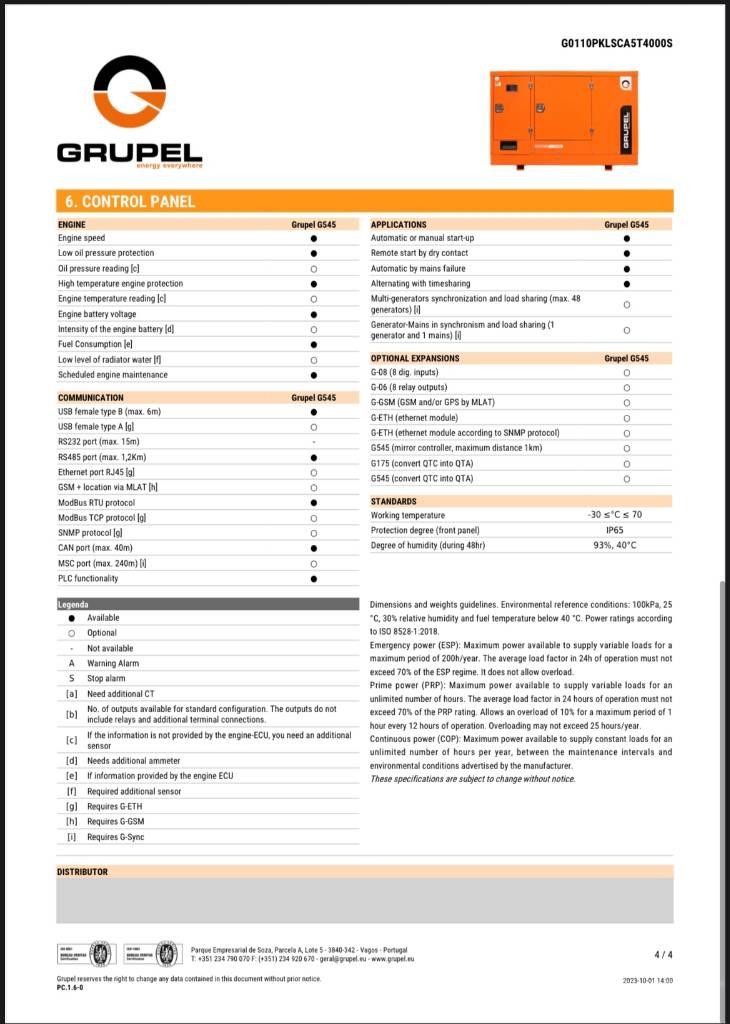  Grupel G545 Dieselgeneraattorit