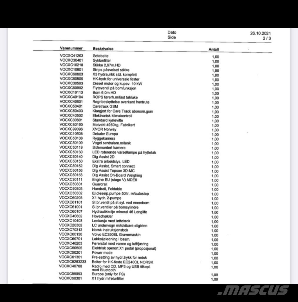Volvo EC 250 EL Telakaivukoneet