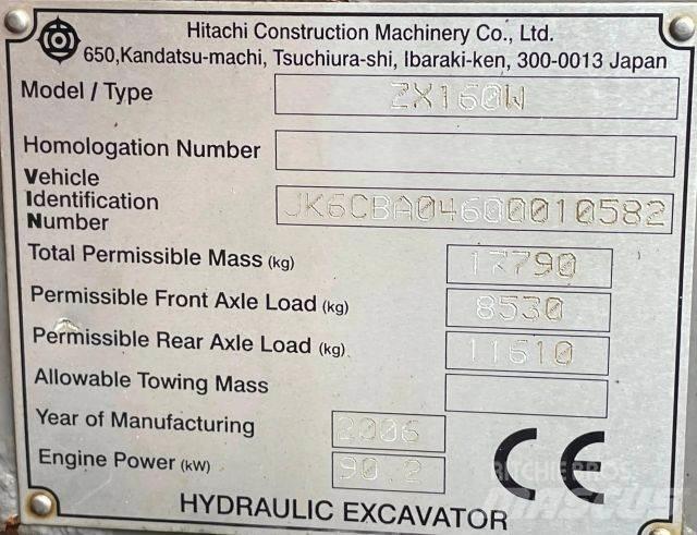 Hitachi ZX 160W Pyöräkaivukoneet