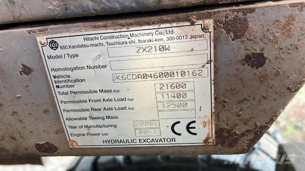 Hitachi ZX 210 W Pyöräkaivukoneet