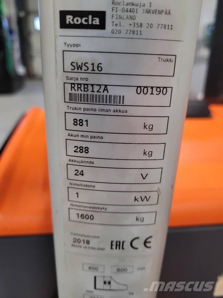 Rocla SWS 16 Käyden ajettavat pinoamistrukit