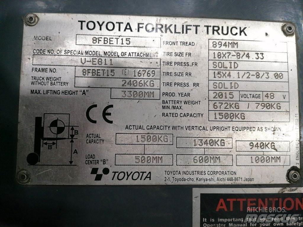 Toyota 8FBET15 Sähkötrukit