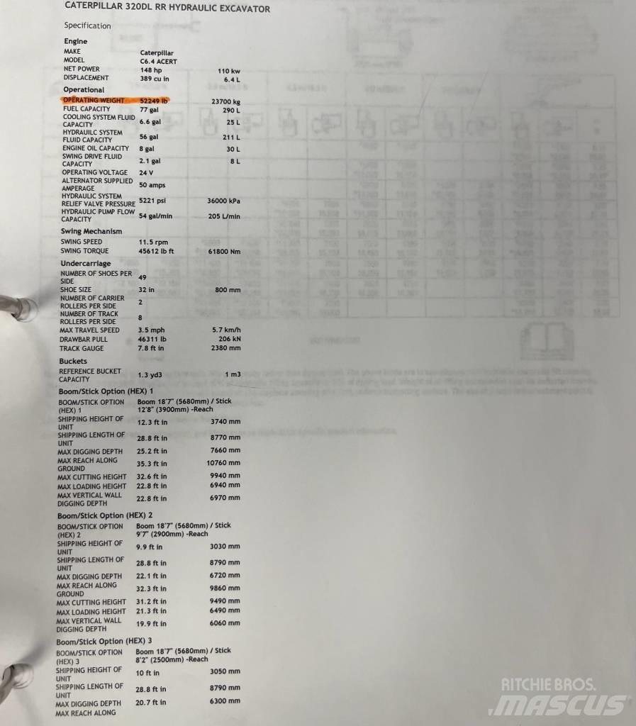 CAT 320 D L Telakaivukoneet