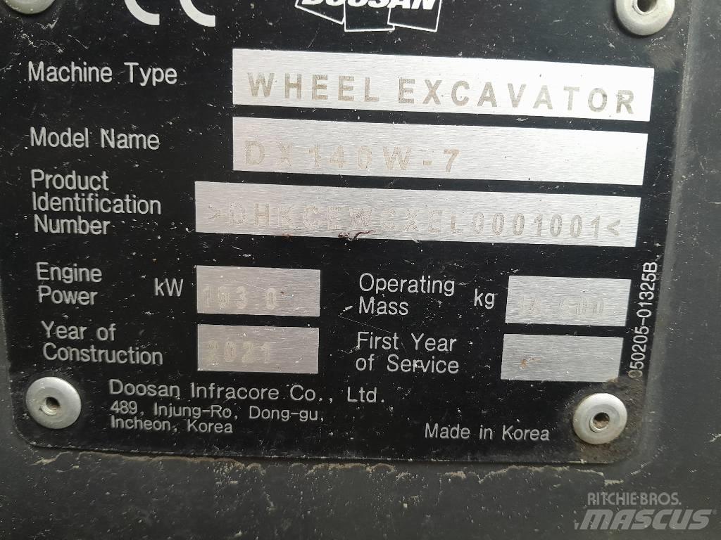 Doosan DX140W-7 Pyöräkaivukoneet