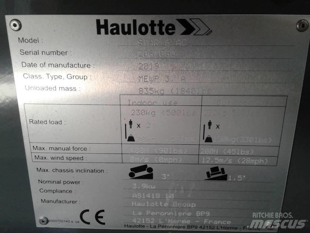Haulotte Star 6 Henkilönostimet ja nostolaitteet