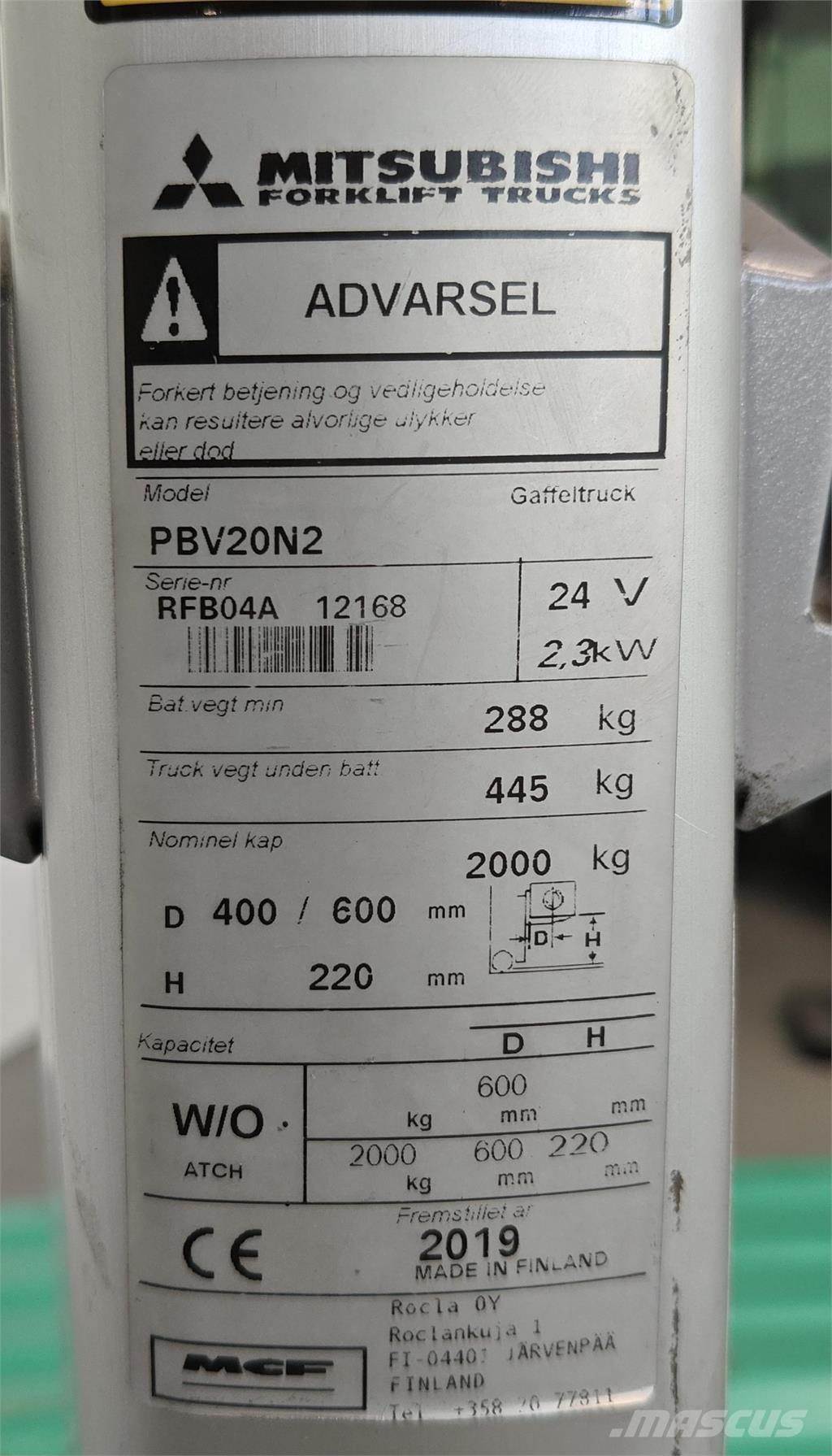 Mitsubishi PBV20N2 Lavatrukit