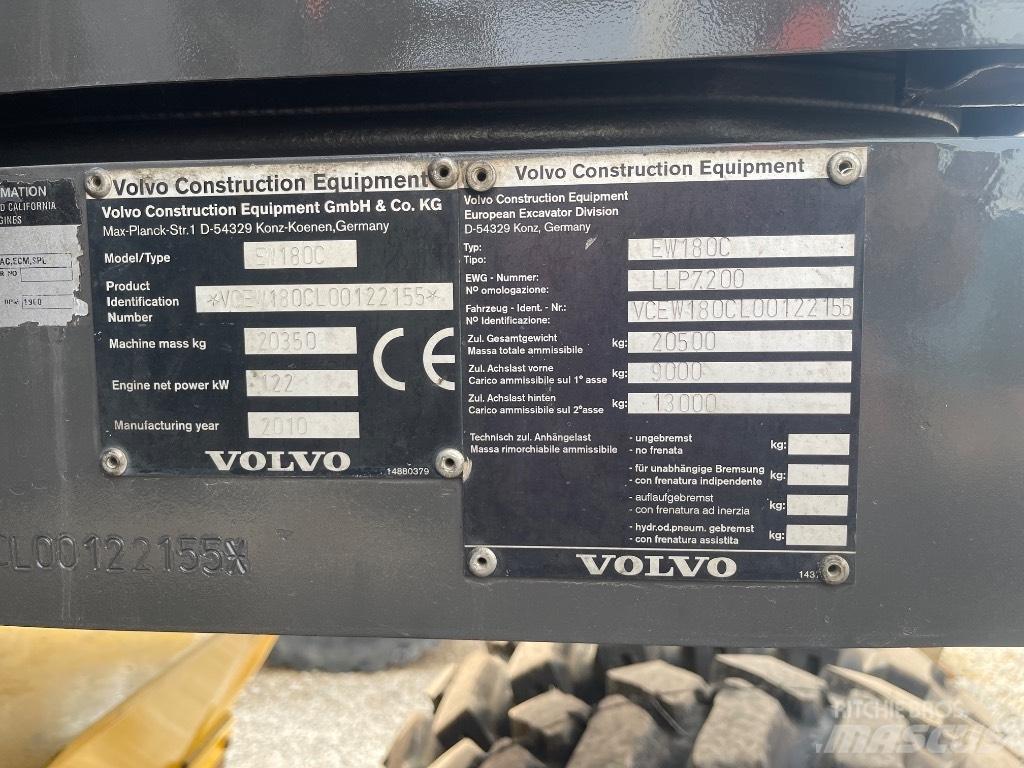 Volvo EW 180 C Pyöräkaivukoneet