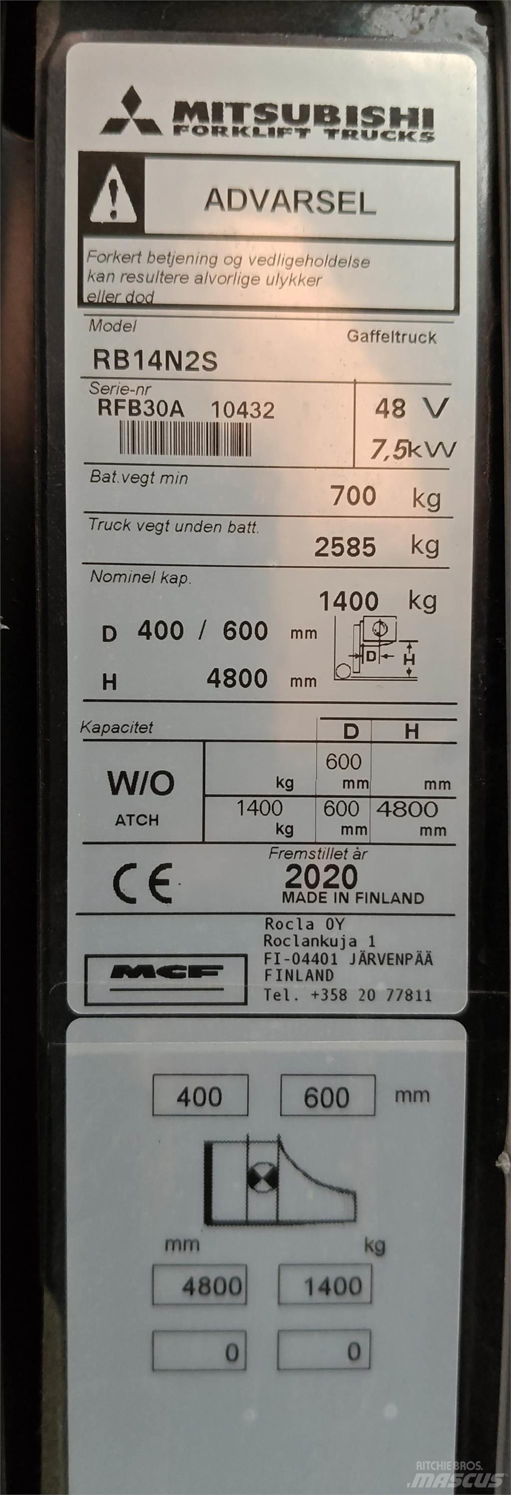 Mitsubishi RB14N2S Työntömastotrukit