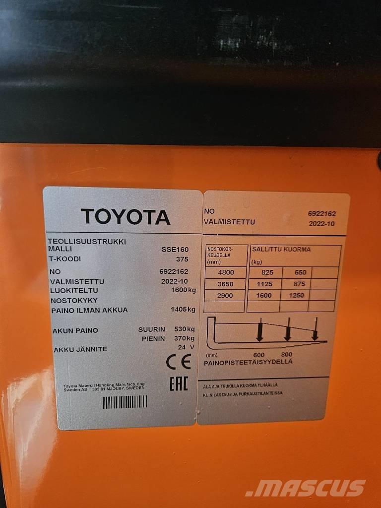 Toyota BT SSE160 Ajettavat pinoamisvaunut