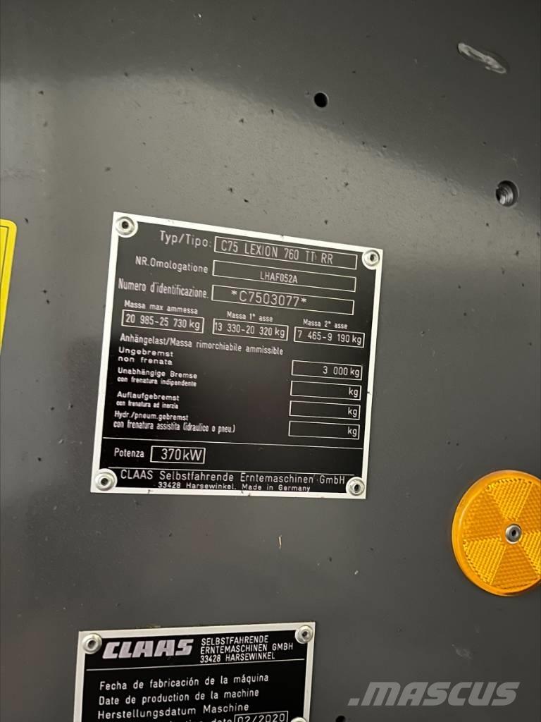 CLAAS Lexion 760 TT Leikkuupuimurit