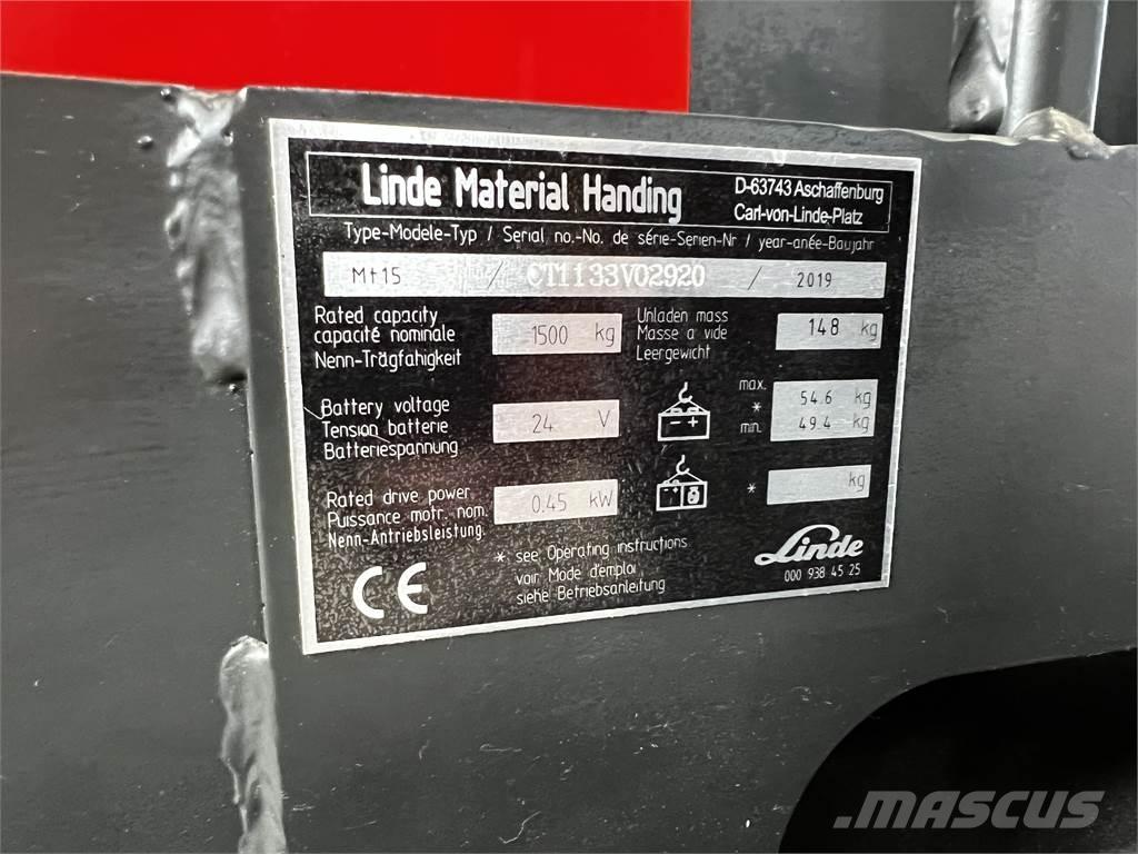 Linde MT15 Käyden ajettavat pinoamistrukit