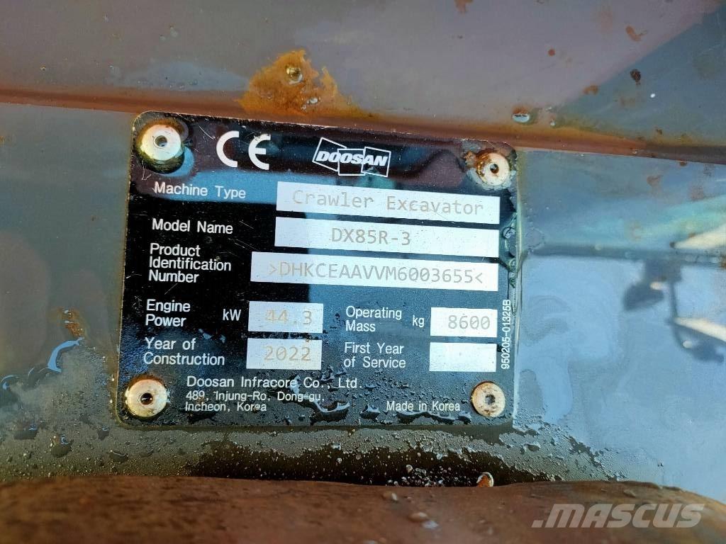 Doosan DX85R-3 Minikaivukoneet < 7t