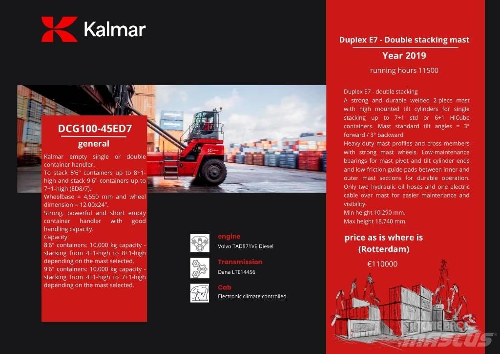 Kalmar DCG 100-45ED7 Kontinkäsittelytrukit