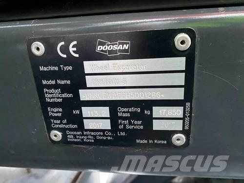 Doosan DX170W-5 Pyöräkaivukoneet