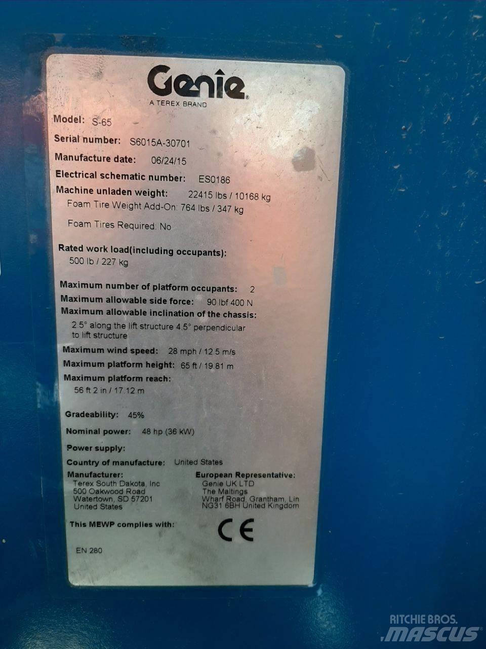 Genie S65 Teleskooppipuominostimet