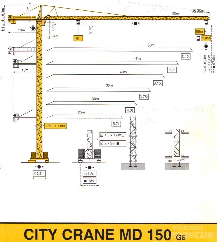 Potain MD 150 Torninosturit