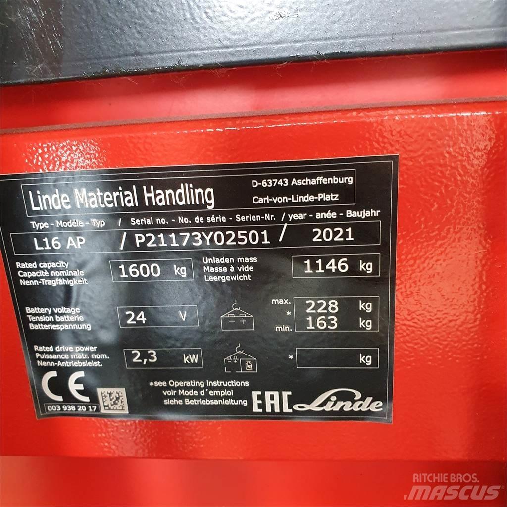 Linde L16APi Käyden ajettavat pinoamistrukit