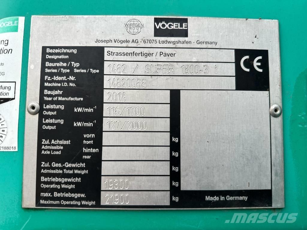 Vögele Super 1800-3i Asfalttikoneet
