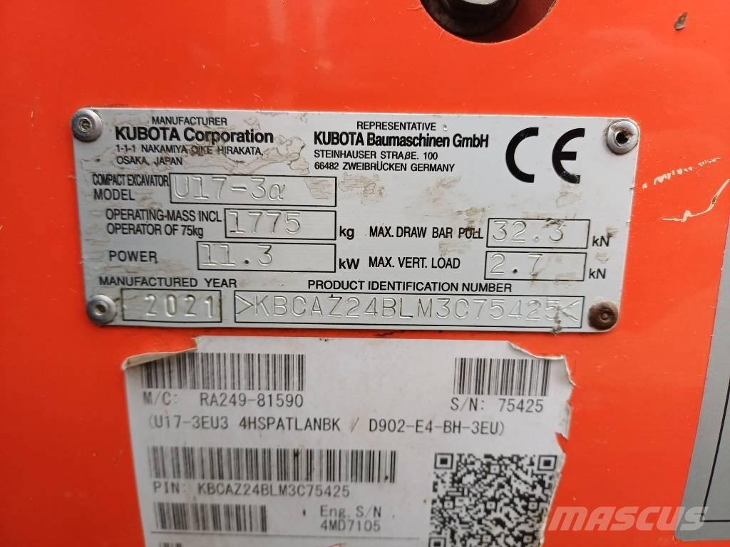 Kubota U 17-3 Minikaivukoneet < 7t