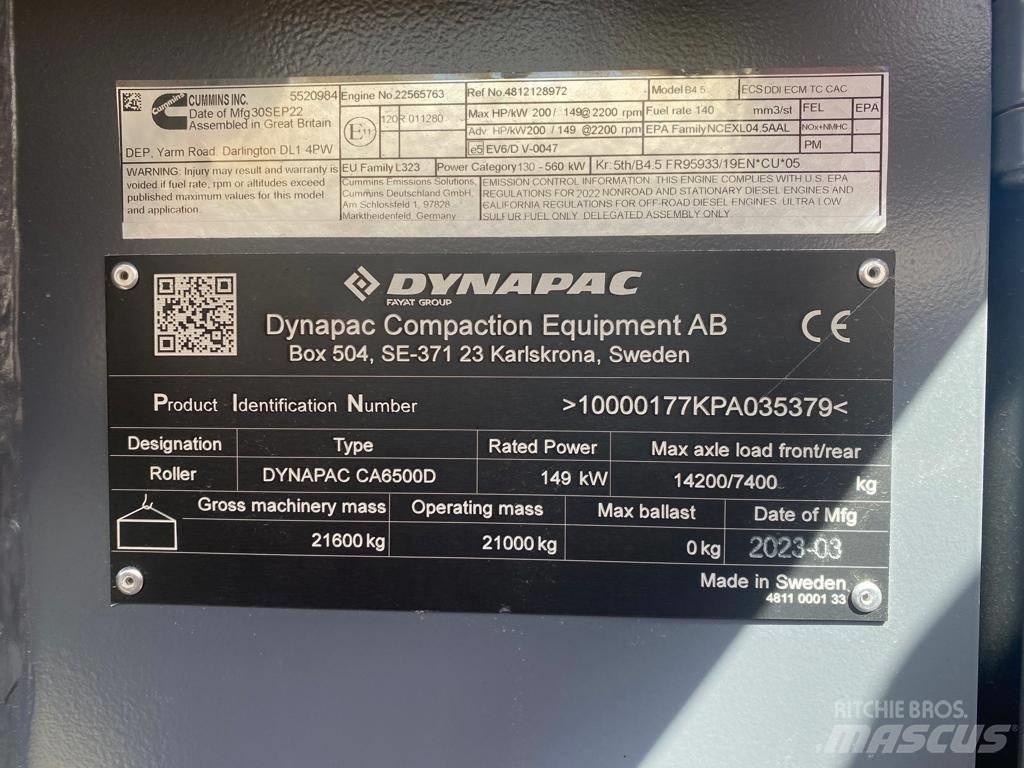 Dynapac CA 6500 D Yksivalssijyrät