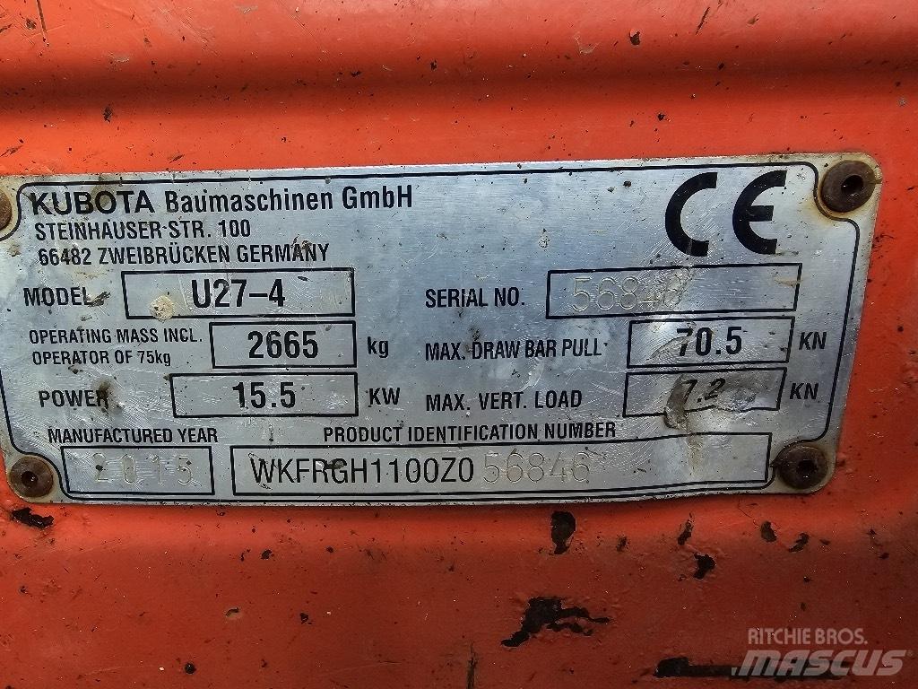 Kubota U 27-4 Minikaivukoneet < 7t