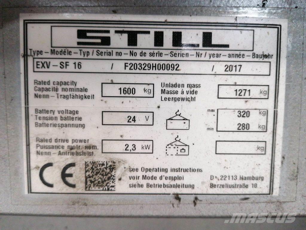 Still EXV SF 16 Käyden ajettavat pinoamistrukit