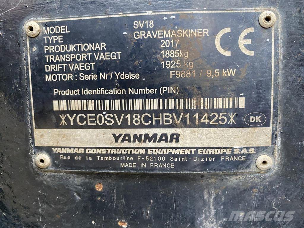Yanmar SV18 Pyöräkaivukoneet