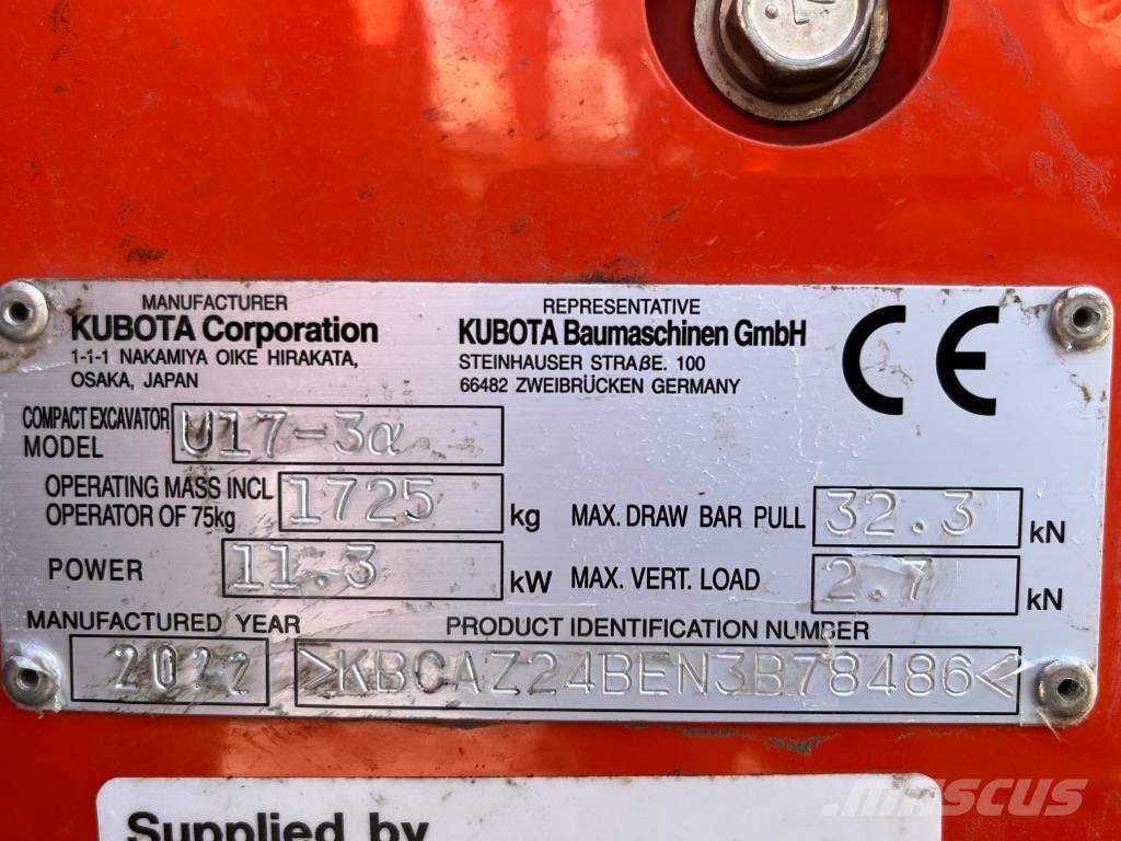 Kubota U 17-3 Minikaivukoneet < 7t