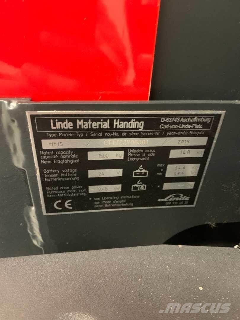 Linde MT15 Käyden ajettavat pinoamistrukit