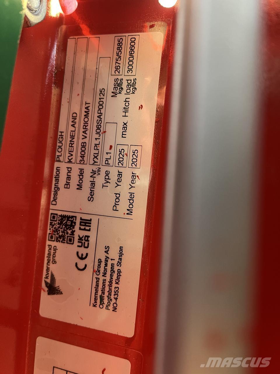 Kverneland 3400B Paluuaurat