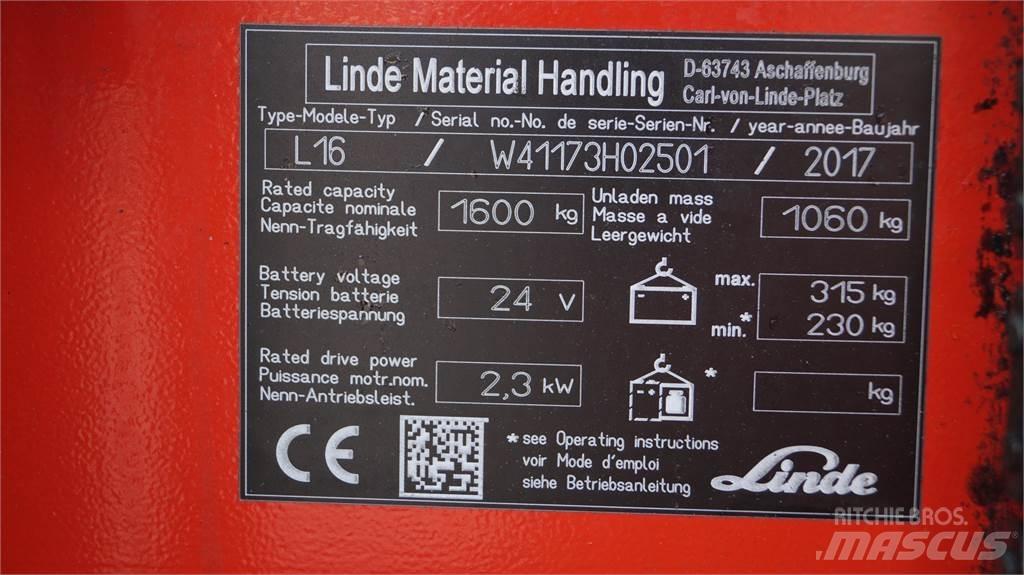 Linde L16i Käyden ajettavat pinoamistrukit