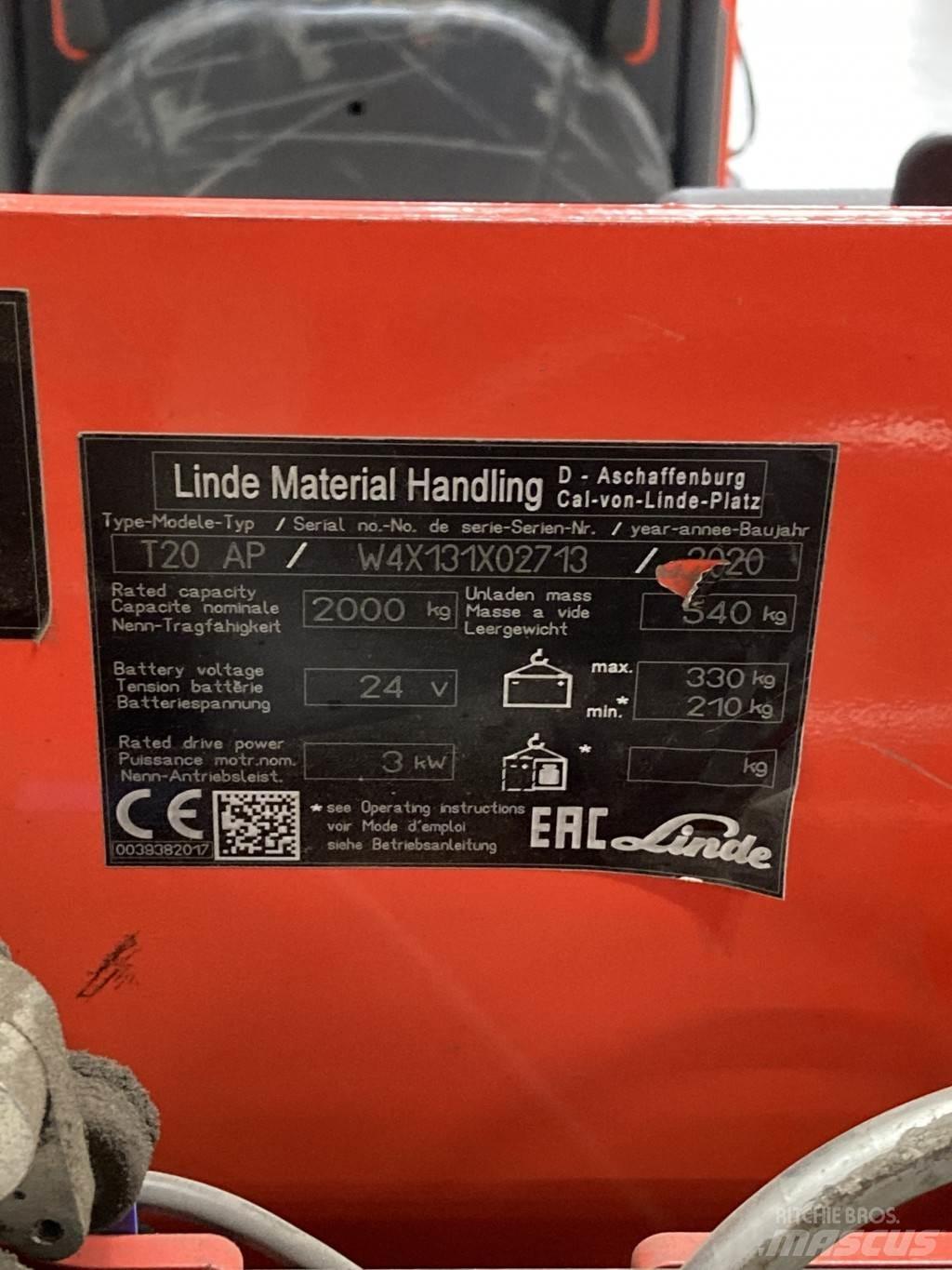 Linde T20AP kurz Lavansiirtotrukit