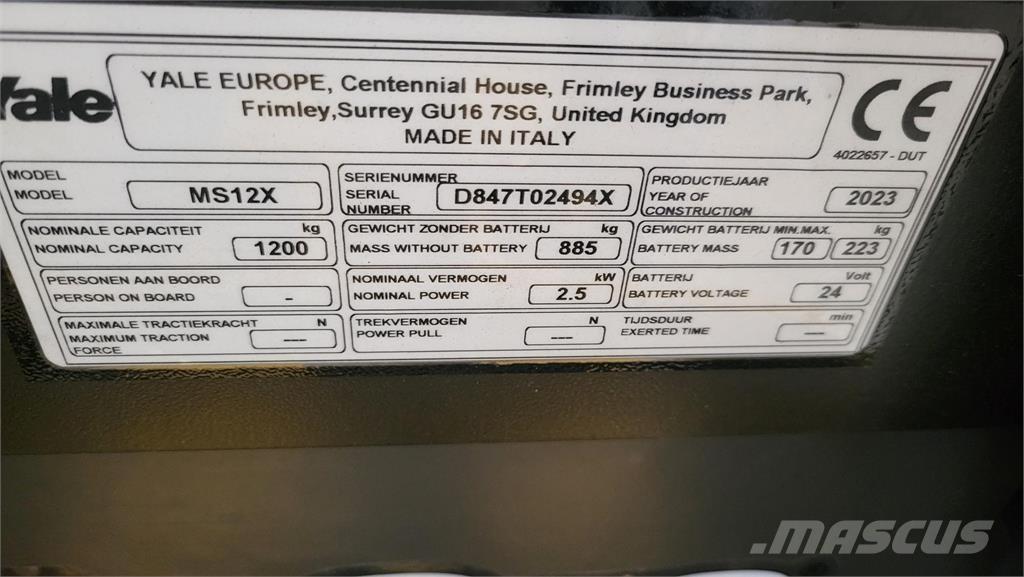 Yale MS12X Ajettavat pinoamisvaunut