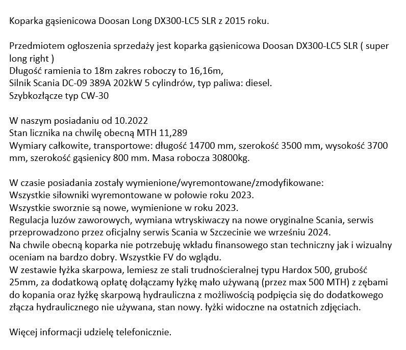 Doosan DX 300 LC-5 Pitkävartiset kaivinkoneet