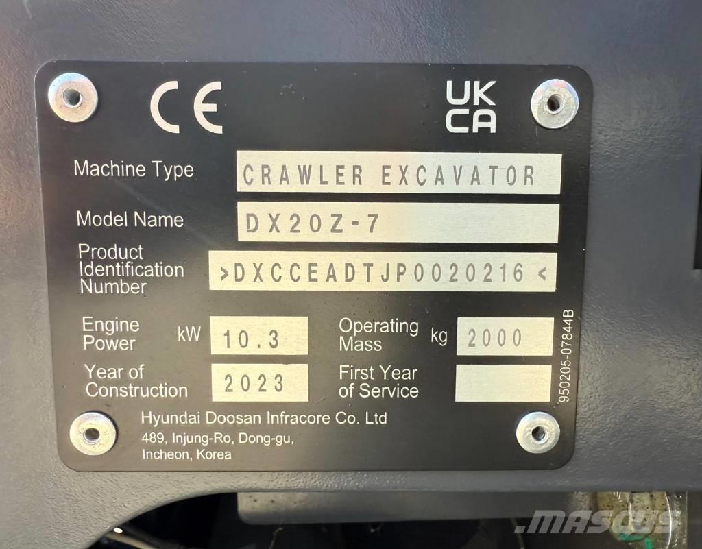 Doosan DX 20 Z-7 Minikaivukoneet < 7t